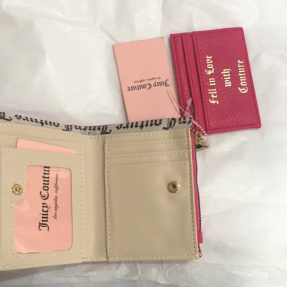 Juicy Couture pink flash breaking the rules bifold wallet with pullout card case